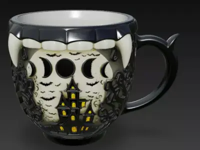 Haunted Moonlit Castle Mug 3D print model