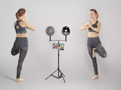 Sporty woman doing yoga routine 294 Low-poly 3D model