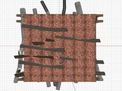 shade 2 tiled roof made of bricks and sticks Free 3D model