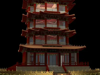 Chinese ancient house 3D model 39