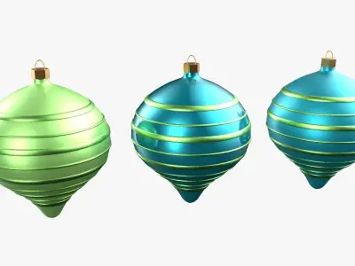 Christmas Tree Ornament Set9 - Turquoise Green  Low-poly 3D model