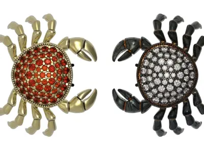 Crab necklace 3d print model Sterling silver sea claw pendant 3D print model