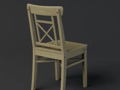 Wooden Chair Low-poly 3D model get