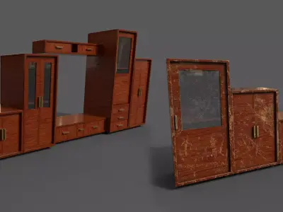 Pack 2 Sets Modern Furniture 3D Model Low-poly 3D model