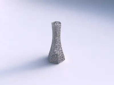 Vase squeezed hexagon with dense twisted organic lattice 3D print model
