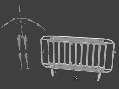 Pedestrian Barrier Low-poly 3D model