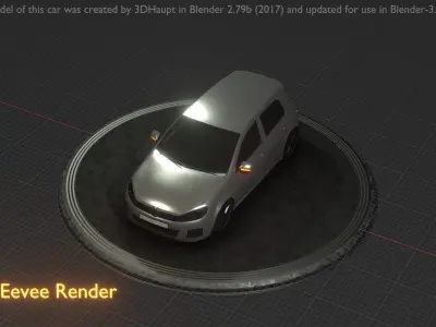 City Car 67 Compact Class Type-C Silver Low-poly 3D model