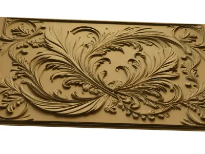 modern feather panel wall decor set relief stl mural CNC 305 3D model
