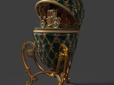 Faberge egg with carriage  Low-poly 3D model