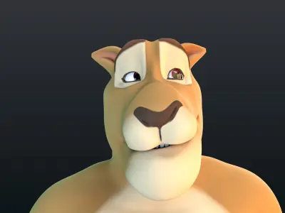 Stylized Lion Rigged Low-poly 3D model