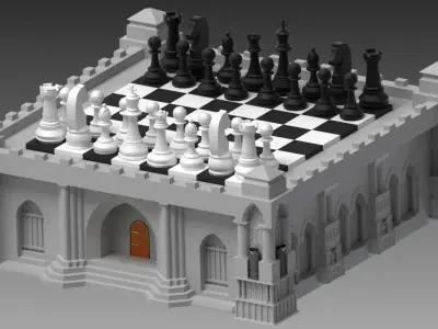chess board castle Free 3D model