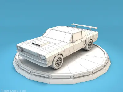 Cartoon Racing City Car Low-poly 3D model