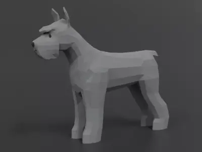 Low Poly Cartoon Standard Schnauzer Dog Low-poly 3D model