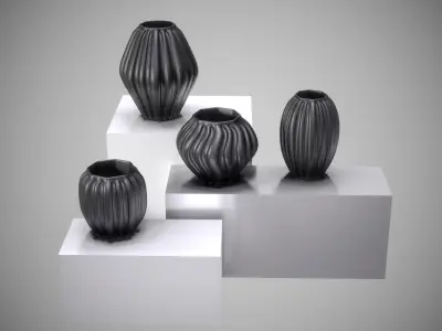 Black Modern Decor Vase COLLECTION 3D model