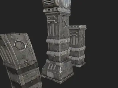 Metalic Pilar Low-poly 3D model