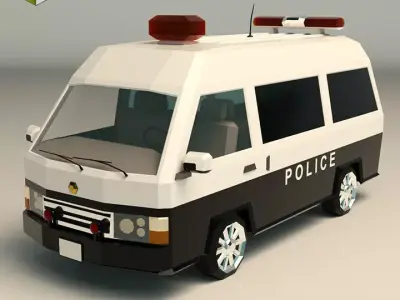 Low Poly Police Van 06 Low-poly 3D model