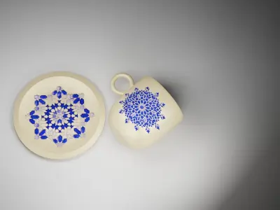 Luxury Moroccan Coffee Cup and Saucer Set   3D model
