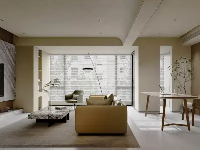 Modern living room dining room interior scenes  3D model