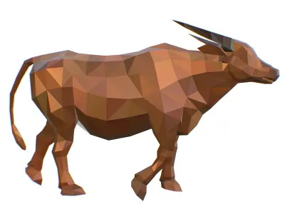 Animated Thai Bull Lowpoly Art Style Low-poly 3D model