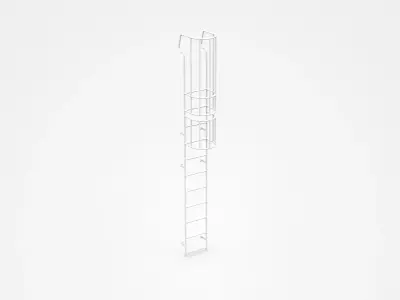 Industrial Ladder With Safety Hoops 3D model