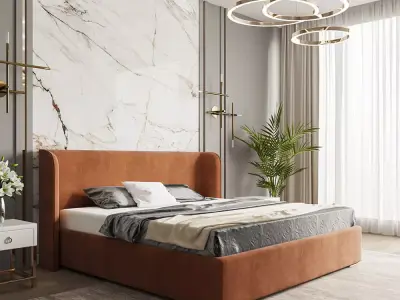 Contemporary Upholstered Bed  3D model