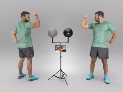 Young man showing his biceps 356 Low-poly 3D model
