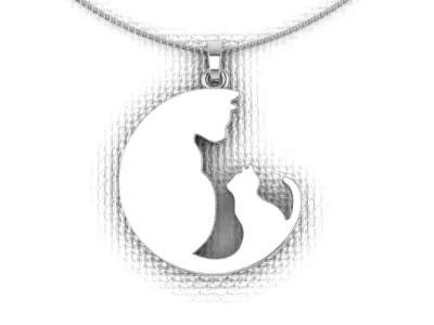 A pendant made in the shape of a cats 3D print model
