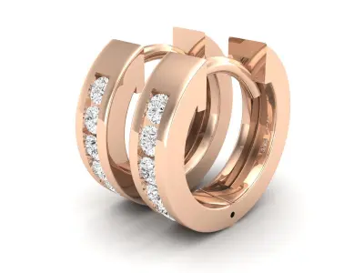 AV 688 Diamond Huggies Hoop Earrings for woman 3D print model