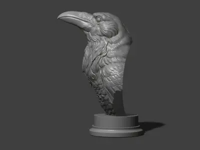 Raven head bust 3D print model