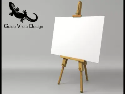 Artist easel with canvas 3D model