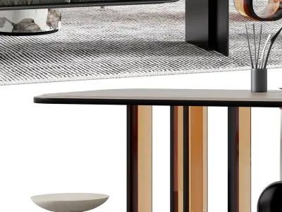 table Modern chair combination tea 3D model