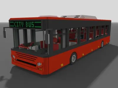 Voxel City Bus Low-poly 3D model