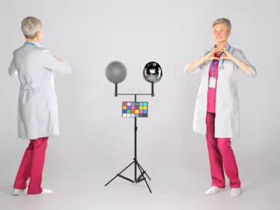 Smiling adult female doctor posing 130 Low-poly 3D model