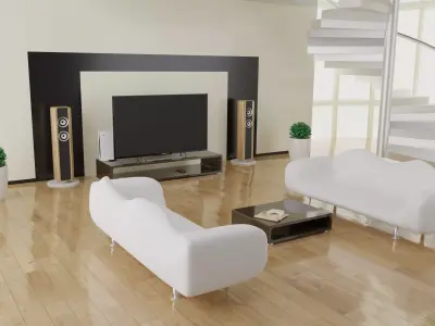 Interior white room 3D model