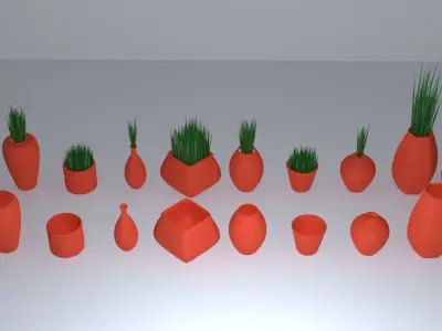 Terracotta Pots Collection Low-poly 3D model