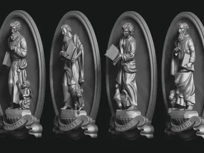 The Four Evangelist Relief - Collection -  CNC -  3D print model