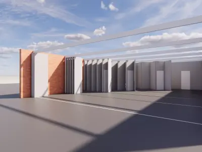 Revit Family mobile wall with doors movable fullly parametric  Low-poly 3D model