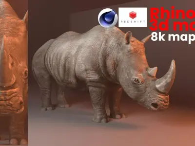Rhino 3d model rigged  Low-poly 3D model