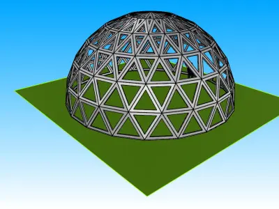 3D dome geodesic dome like frame structure with entry 3D model