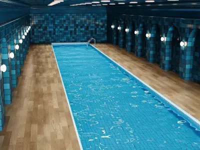 Stylized Indoor Swimming Pool Tunnel Environment 3D model