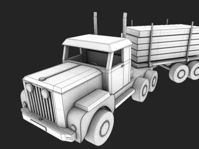 Wooden Toy Truck 3D model