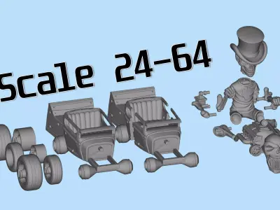 Hot Rod Skeleton Driver Model Skull Engine STL  3D print model