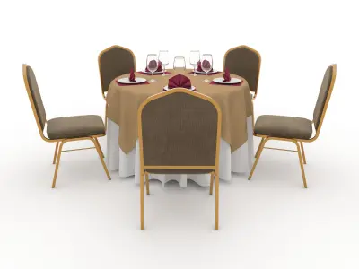 Banquet Table and Chair 01  3D model