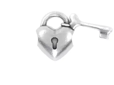 heart and key padlock Charm 3D print model