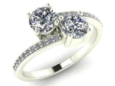 AG 900 DIAMOND TWO STONE RING  3D print model