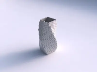 Vase twisted quadratic with diagonal grid plates 3D print model
