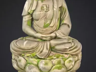 Ancient Buddha Statue Low-poly 3D model