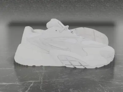 Puma 3D Shoes - White - Cream Low-poly 3D model