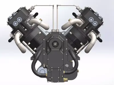 V Shaped Engine V Twin  3D model