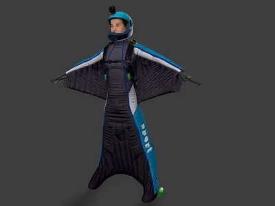 Wingsuit Skydiving  Low-poly 3D model